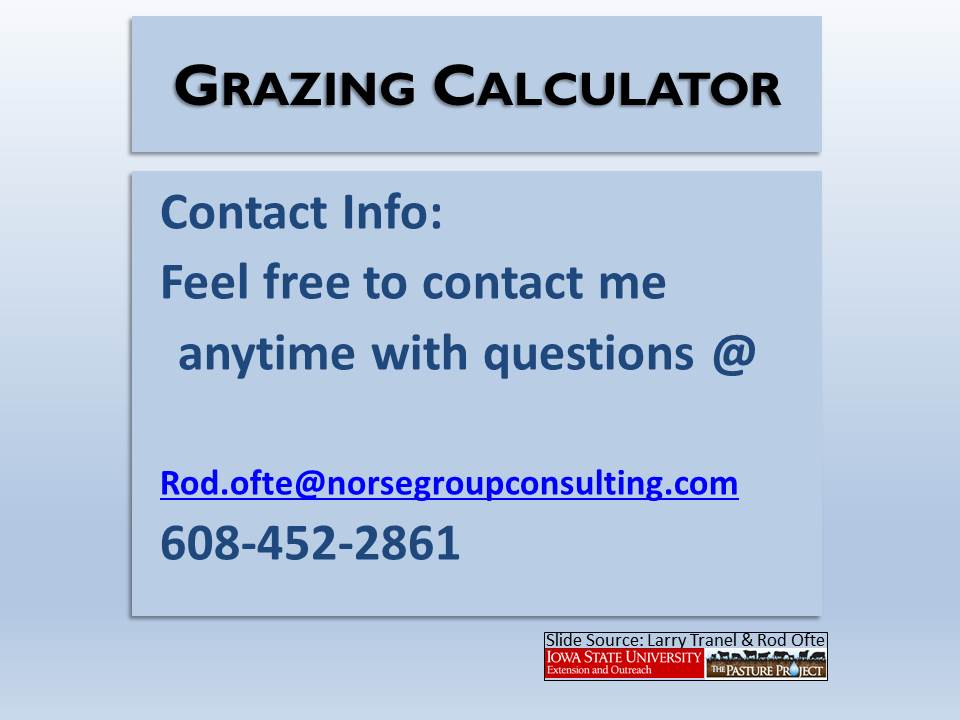Grazing Calculator contact slide image