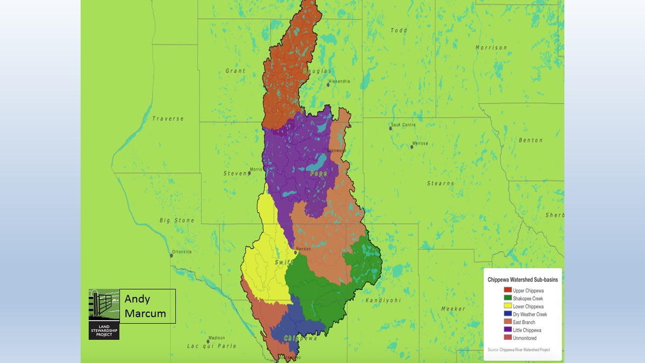 Chippewa River Watershed in western MN and sub-watersheds slide image