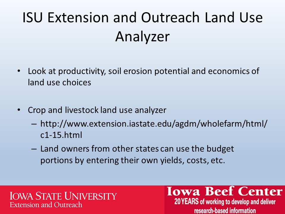 ISU Extension and outreach land use analyzer slide image