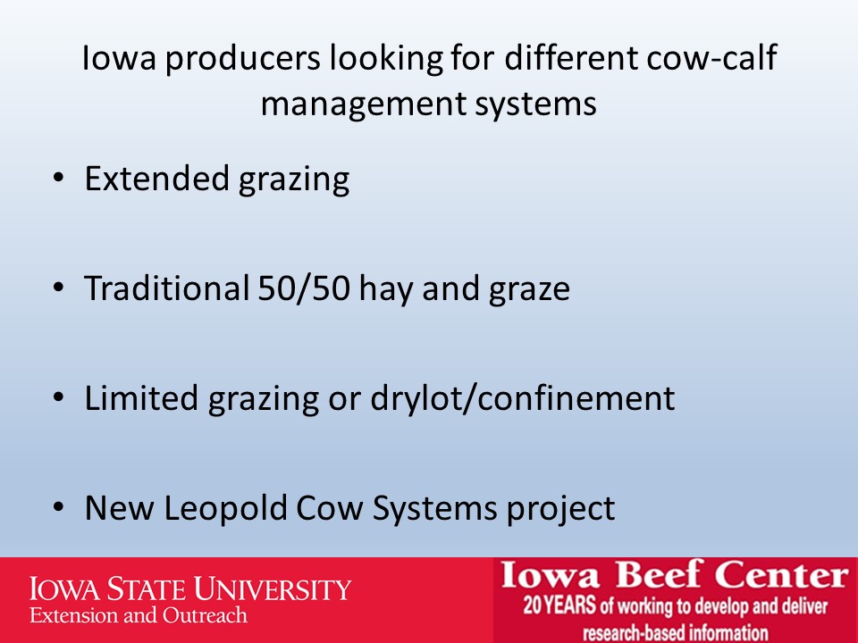 Iowa producers looking for different cow-calf management systems slide image